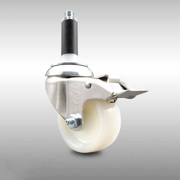 Service Caster 3 Inch 316SS Nylon Wheel Swivel 7/8 Inch Expanding Stem Caster Lock Brake SCC SCC-SS316TTLEX20S314-NYS-78 - main